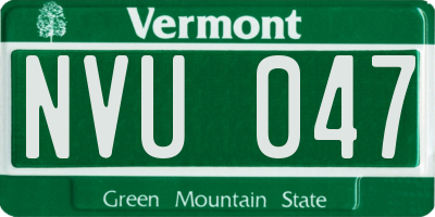 VT license plate NVU047
