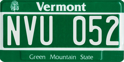 VT license plate NVU052