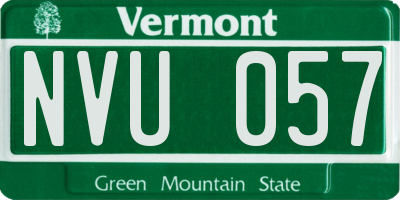 VT license plate NVU057