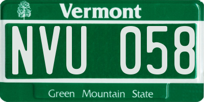 VT license plate NVU058