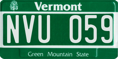 VT license plate NVU059