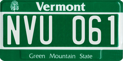 VT license plate NVU061