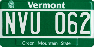 VT license plate NVU062