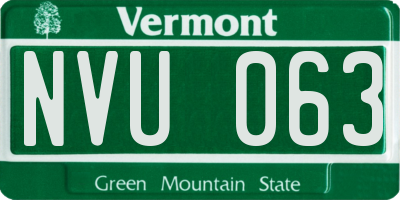 VT license plate NVU063