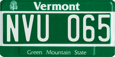 VT license plate NVU065