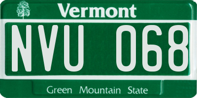 VT license plate NVU068