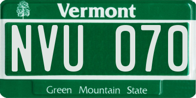 VT license plate NVU070