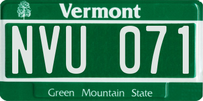 VT license plate NVU071