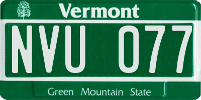 VT license plate NVU077