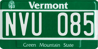 VT license plate NVU085