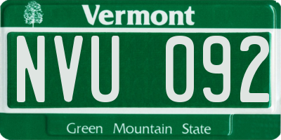 VT license plate NVU092
