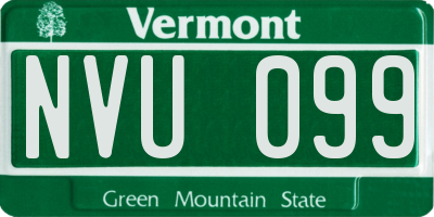 VT license plate NVU099