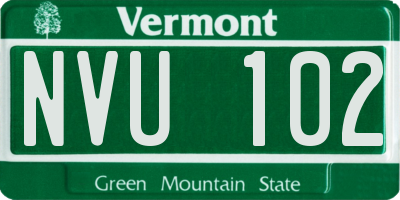 VT license plate NVU102