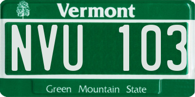 VT license plate NVU103