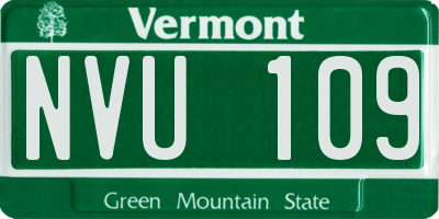 VT license plate NVU109