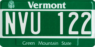 VT license plate NVU122