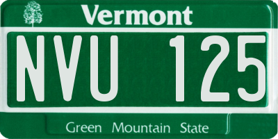 VT license plate NVU125