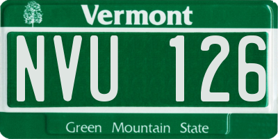 VT license plate NVU126