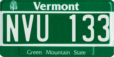 VT license plate NVU133