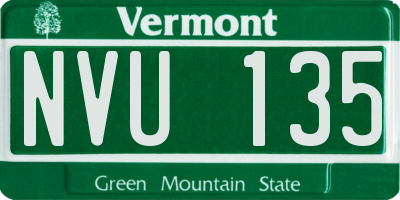 VT license plate NVU135
