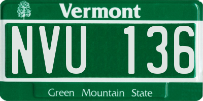 VT license plate NVU136
