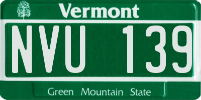 VT license plate NVU139