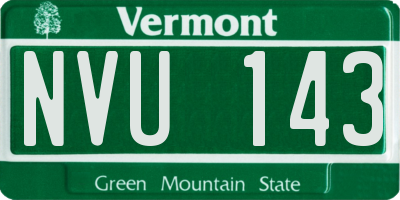VT license plate NVU143
