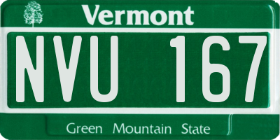 VT license plate NVU167
