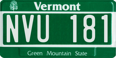 VT license plate NVU181