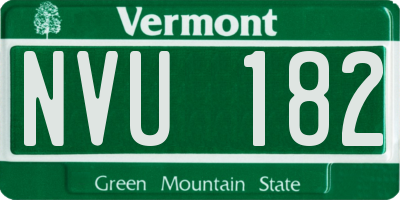 VT license plate NVU182