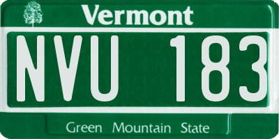 VT license plate NVU183