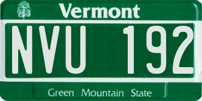 VT license plate NVU192