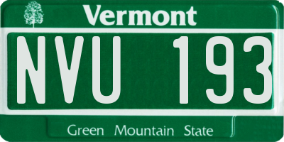 VT license plate NVU193