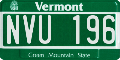 VT license plate NVU196