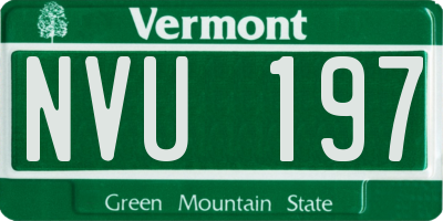 VT license plate NVU197