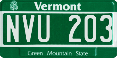 VT license plate NVU203