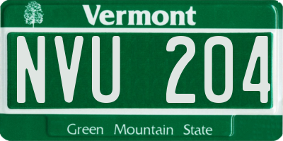 VT license plate NVU204