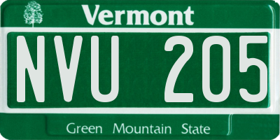 VT license plate NVU205