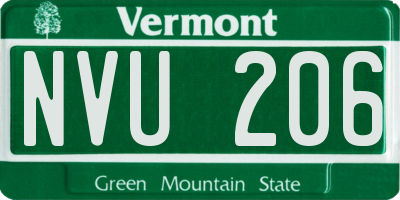 VT license plate NVU206