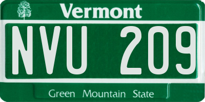 VT license plate NVU209