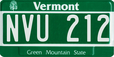 VT license plate NVU212