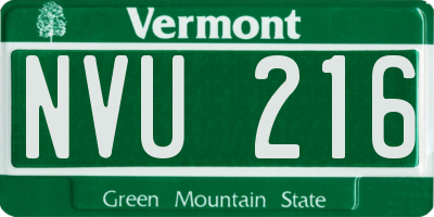 VT license plate NVU216