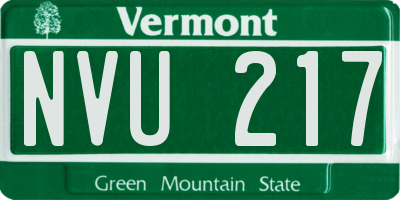 VT license plate NVU217