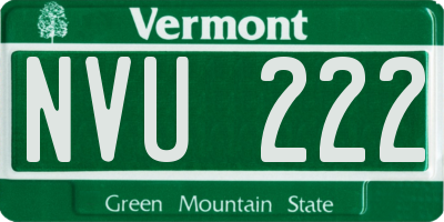 VT license plate NVU222