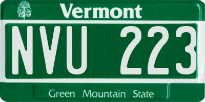 VT license plate NVU223