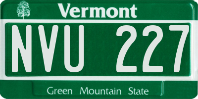 VT license plate NVU227