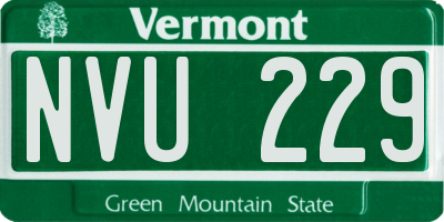 VT license plate NVU229