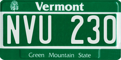 VT license plate NVU230