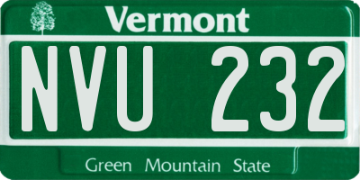VT license plate NVU232