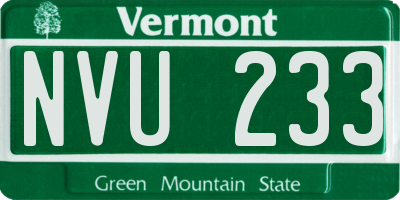 VT license plate NVU233